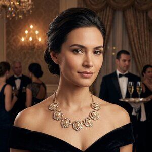 NWT Ann Taylor Gold Tone 8" + 2" Necklace-Rhinestone & Faux Pearl Teardrop